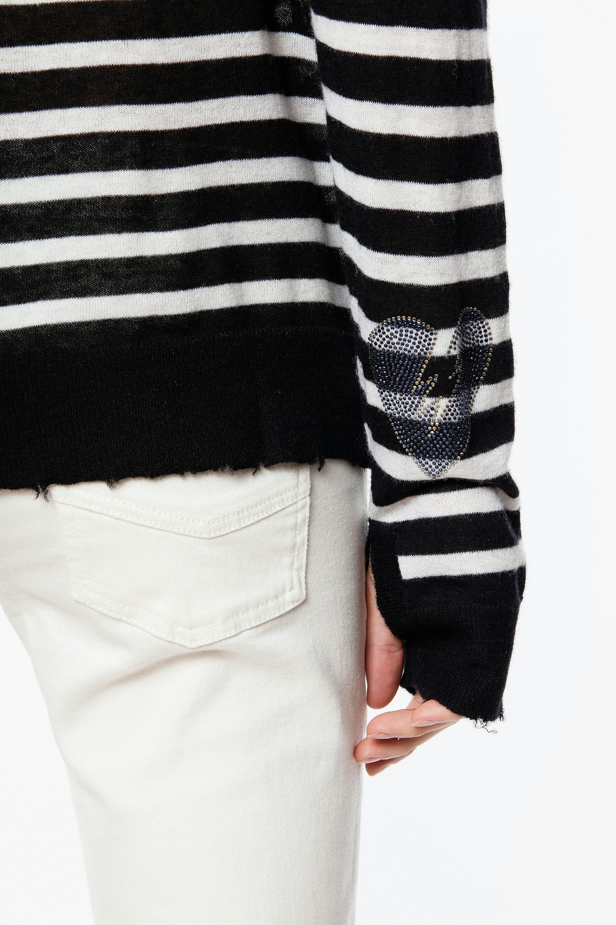 Pullover Reglis Stripe - Gestreifter Pullover aus Feder-Kaschmir.